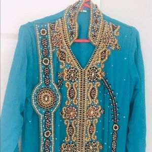 Moroccan Blue Dress with Belt